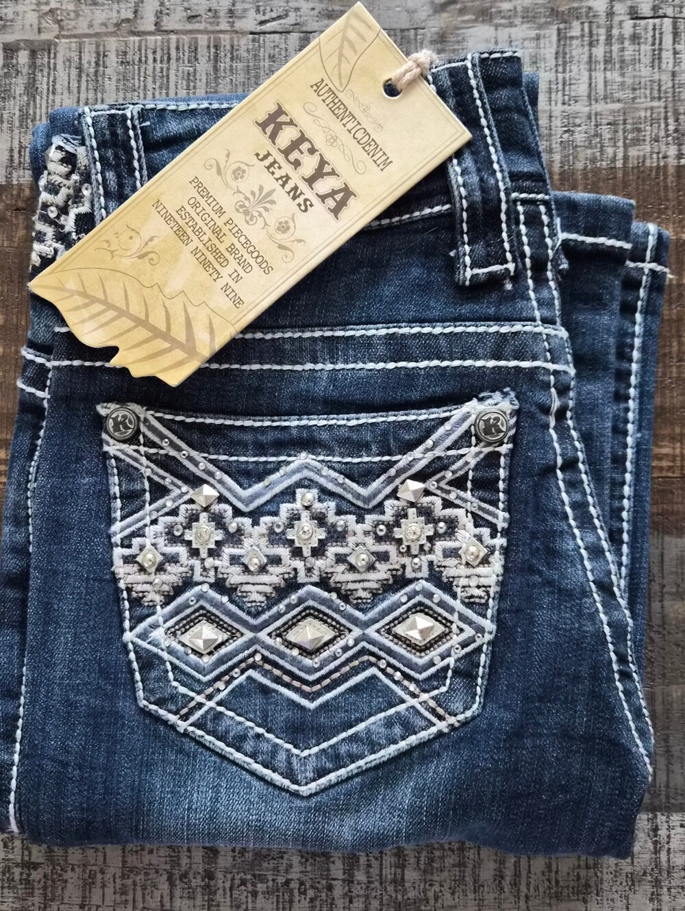 Women’s Dark Blue Embroidered Jeans
